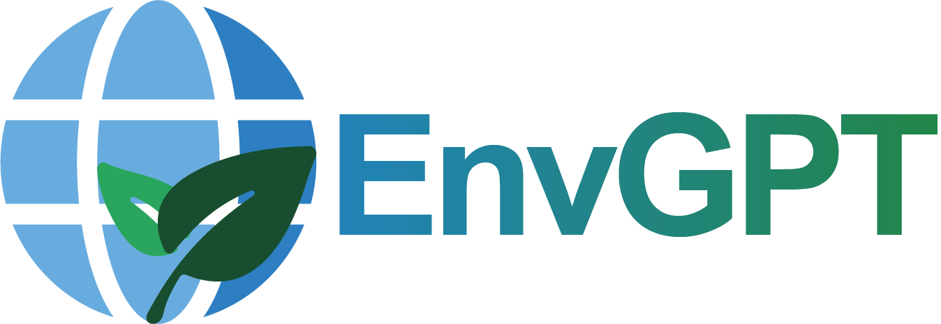 EnvGPT官方标识：地球与绿叶以及EnvGPT字样